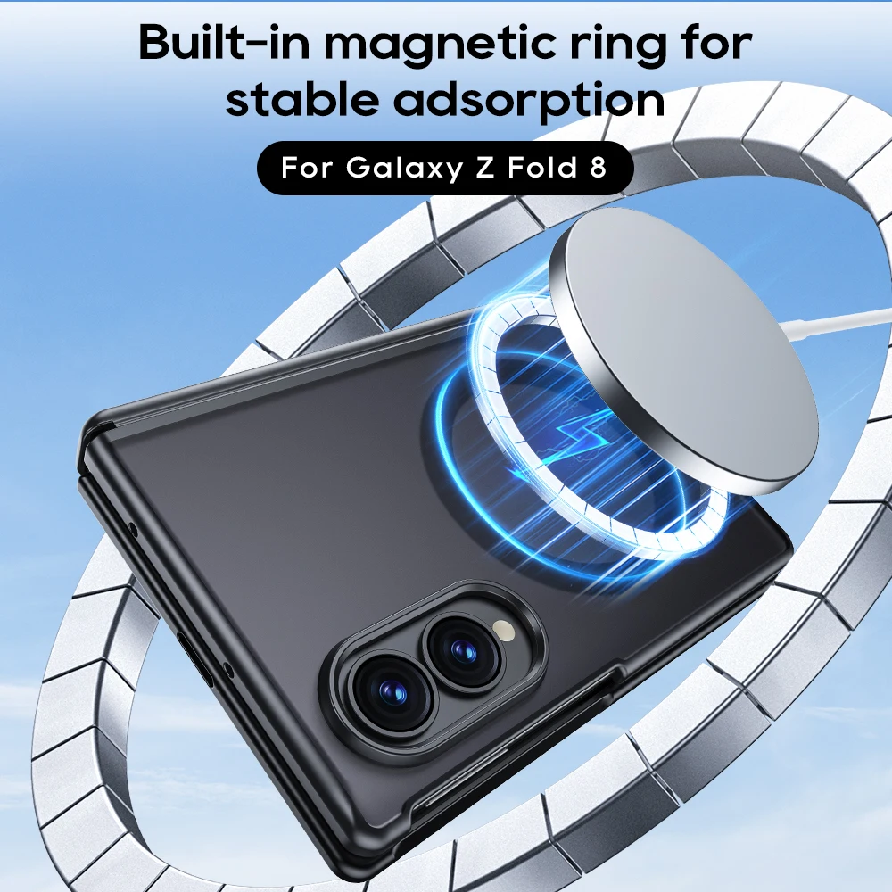 Фото Матовый магнитный чехол-пленка с эффектом кожи для Samsung Z Fold 8, ударопрочный, совместимый с MagSafe, износостойкий №3