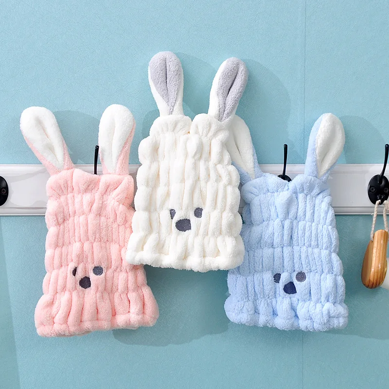 

Cute Long Ear Rabbit Dry Hair Cap Shower Bath Towel Strong Absorbing Drying Ultra-Soft Hat Turban