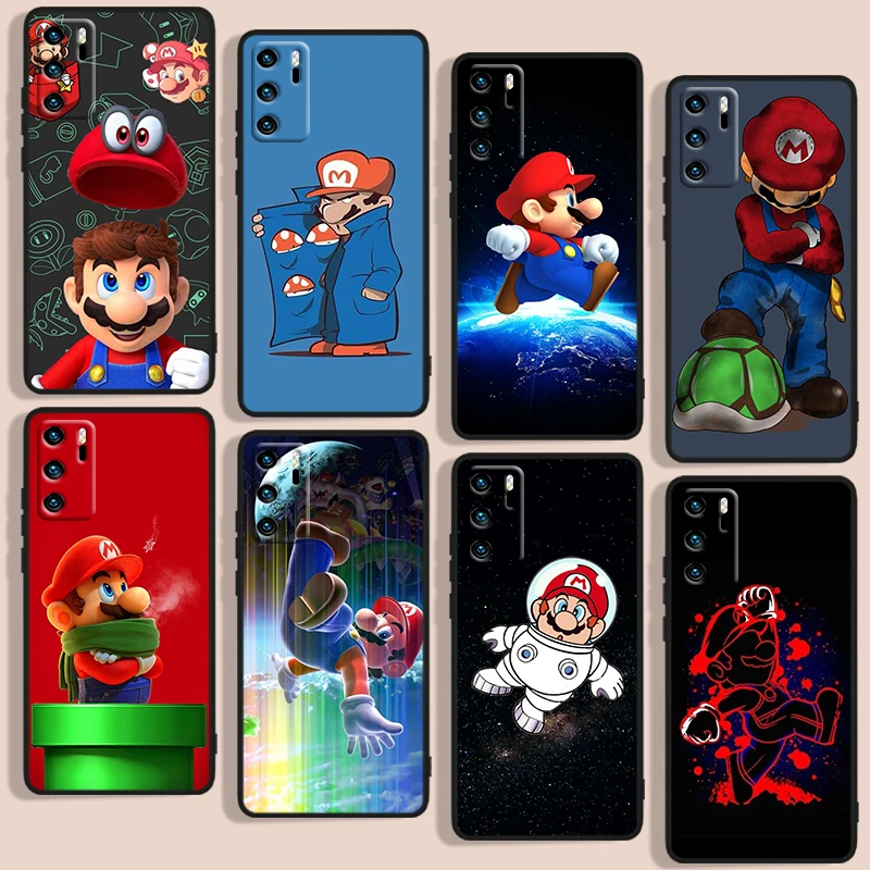 

Cartoon game super mario Phone Case For Huawei P10 P20 P30 P40 P50 Lite Pro 2019 Plus Lite E 5G Black luxury Silicone Back Soft
