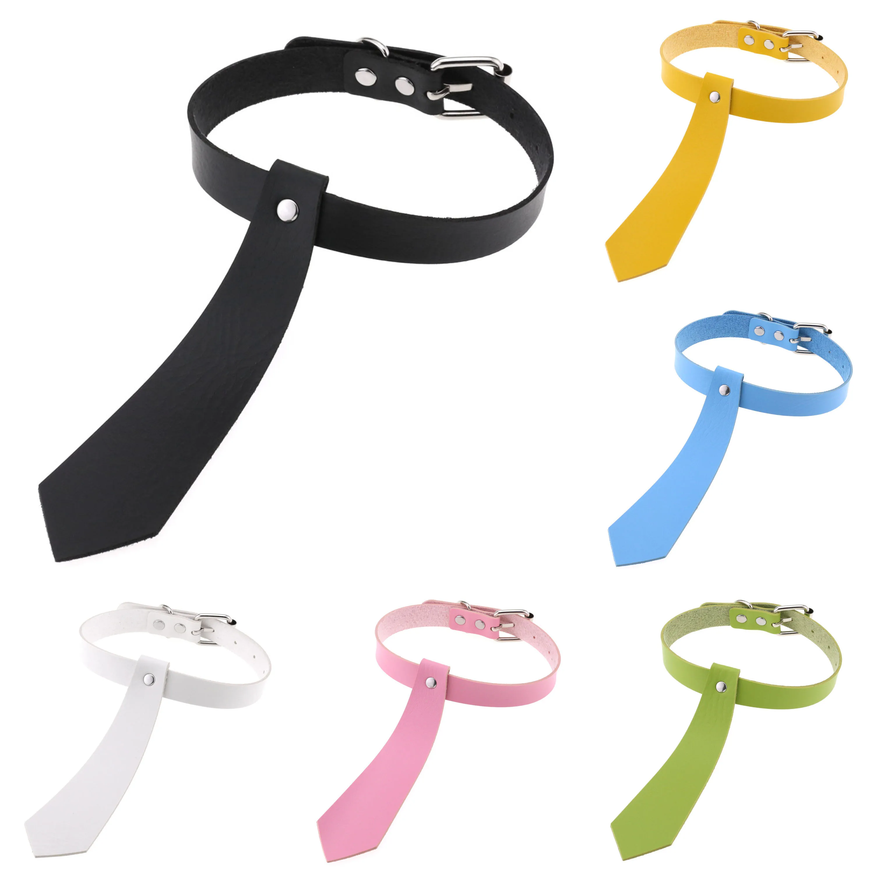 

tie shape sexy collar Choker Punk Collar Men belt Rivets punk Necklaces for women Goth Jewelry Metal Gothic emo Accessories