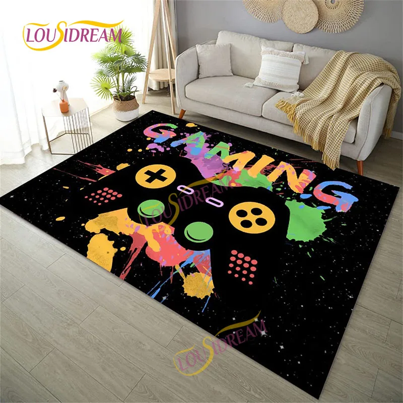 

Gamepad pattern Multi Size Printed Flannel Rug Soft Bedroom Decor Play Non-Slip carpet Office chair area rug for living room