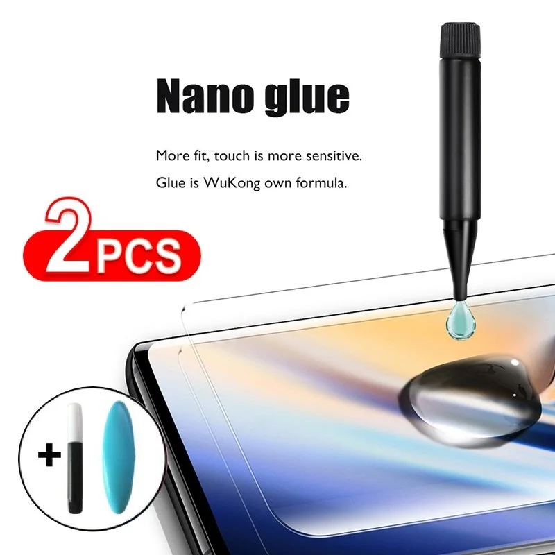 

2PCS UV Tempered Glass For Oneplus 8 1+8 Pro Full Nano Liquid UV Screen Protector For One Plus 9 Pro 7 7T Pro Fingerprint Unlock
