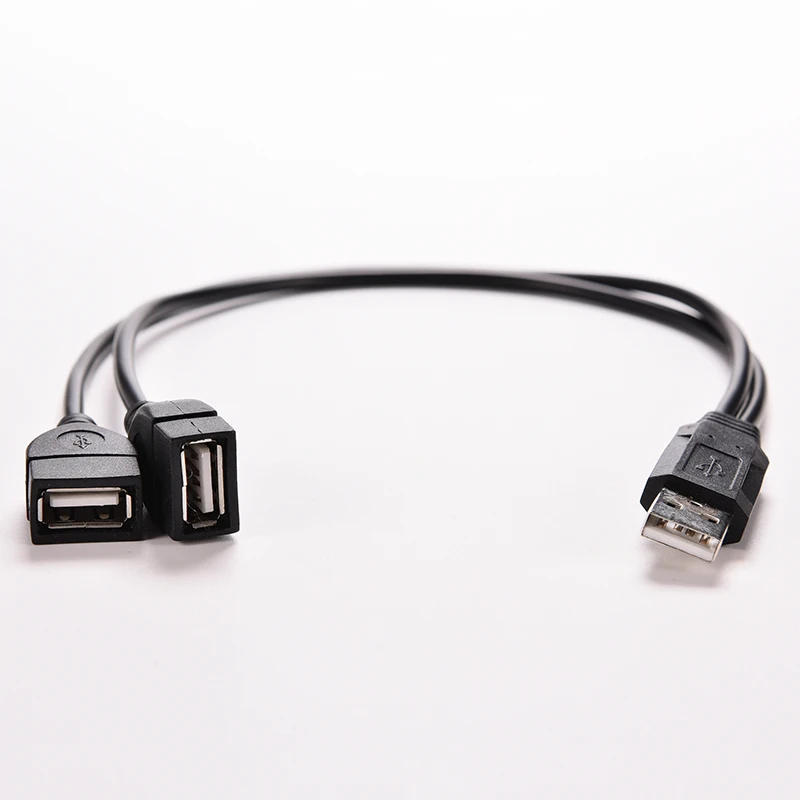 

Black USB 2.0 Extension Cable A 1 Female to 2 Dual USB Male Data Hub Power Adapter Y Splitter USB Charging Power Cable Cord