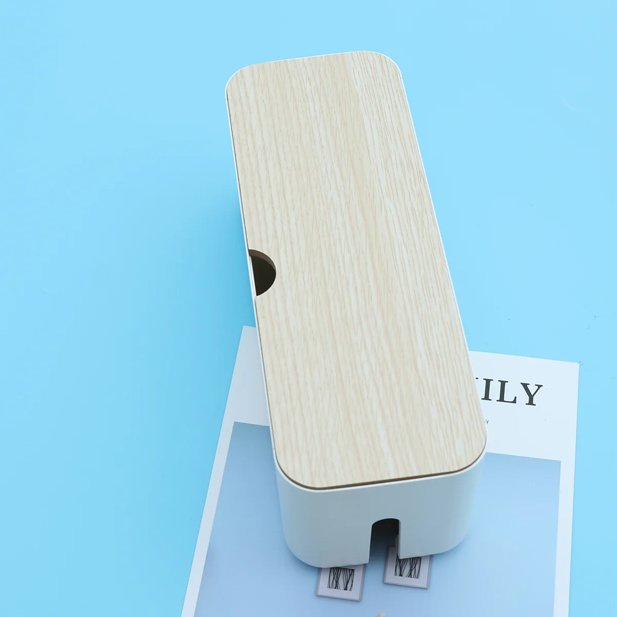 

Cable Management Box Power Supply Cables Organizer Bamboo Wire Arranging Case