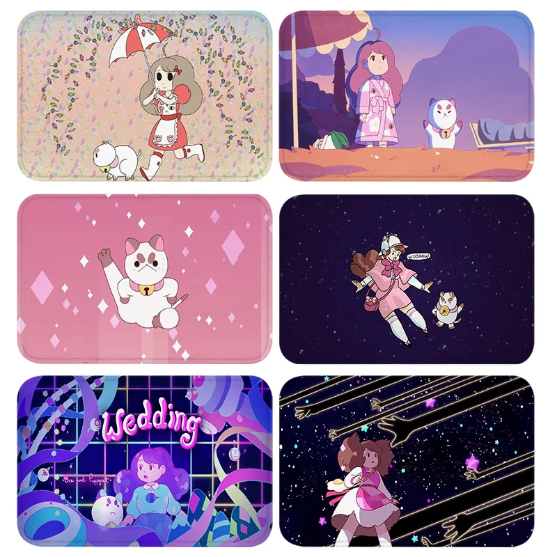 

Bee and Puppycat Cat Floor Mat Living Room Mats Cute Rug Entrance Carpet Custom Carpets Home Rugs Bath Foot Kitchen Prayer Door