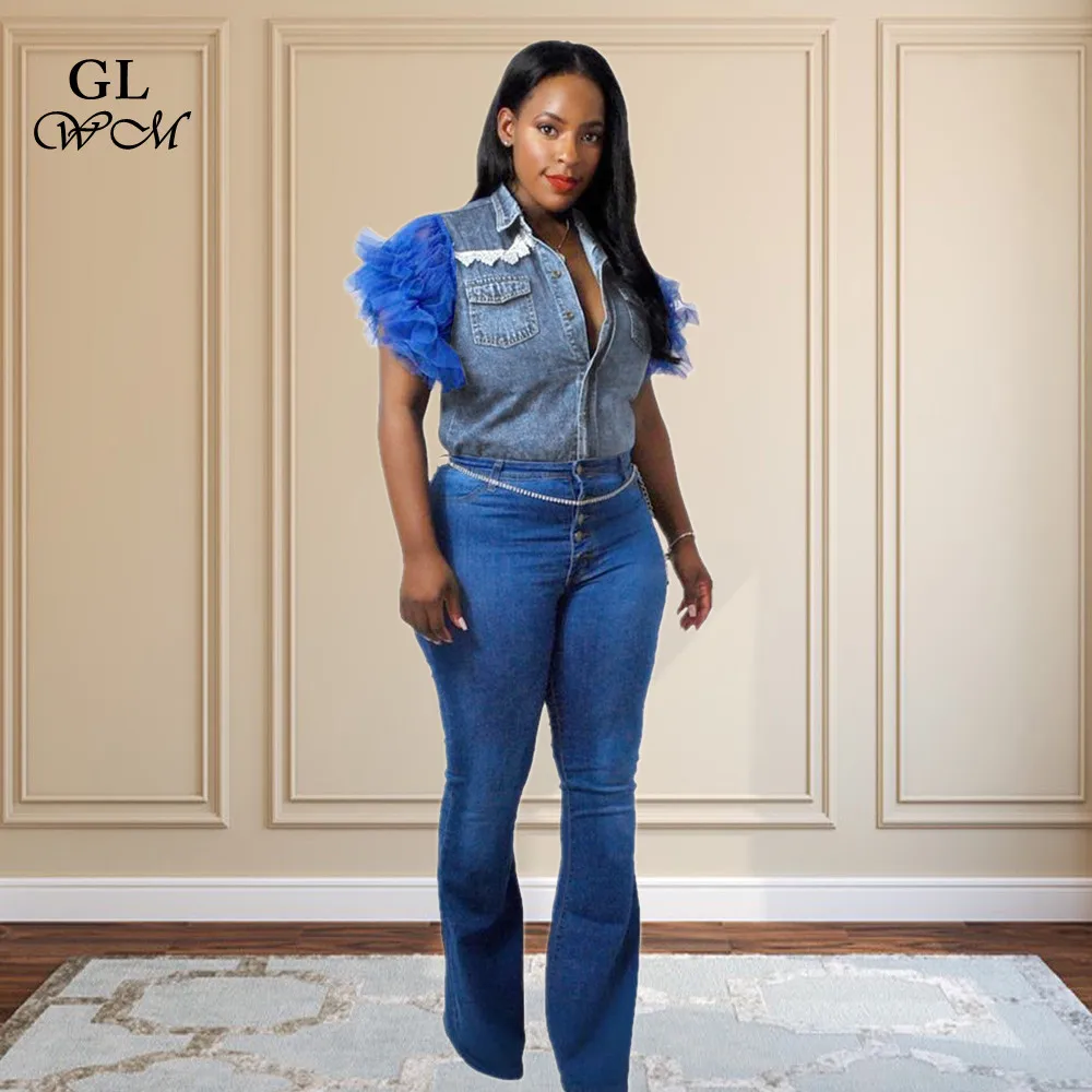 

S-2XL 2022 Fashion Chic Ptachwork Women Casual Denim Coat Single-breasted Lace Up Blue Jackets All-match Wolesale Dropshipping