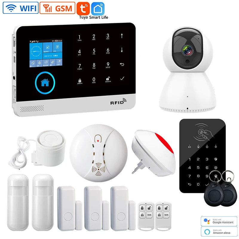 433MHz Wireless Alarm System PG103 Touch Keyboard Tuya Alarm House App Control GSM WiFi Home Burglar Security Smart Alarm System