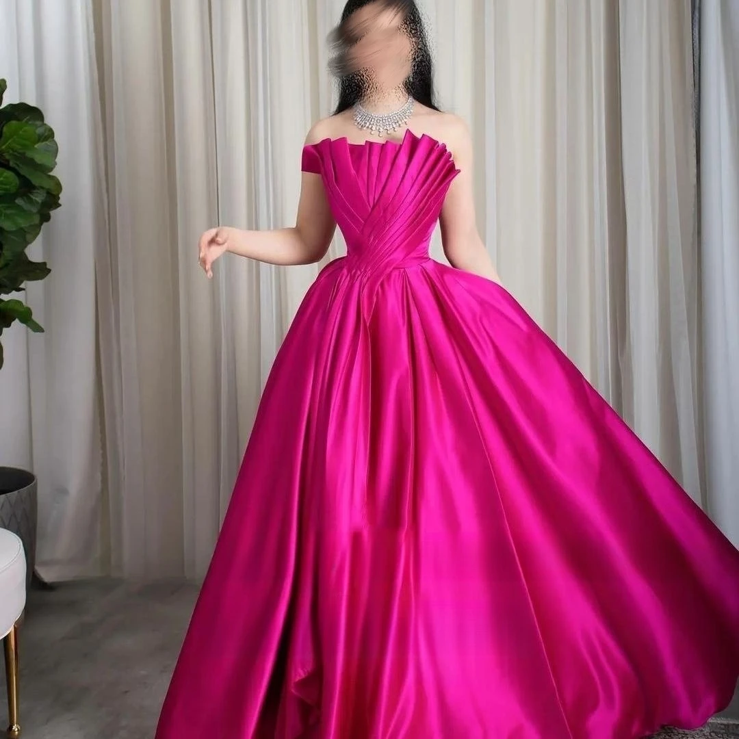 

Meetlove Scalloped Prom Dresses Floor-Length Wrinkle Zipper Up Sleeveless Grace Bridesmaid Wedding Party Women 2023