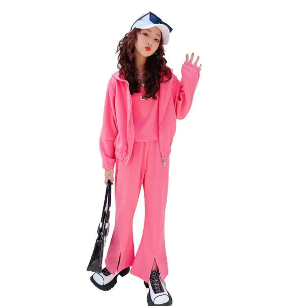 

3Pcs Casual Long Sleeve+Vest+Pant Kids Suit Flared Trousers Outfits Spring Autumn Boy Girl 2023 Tide New Teenage Sets Children