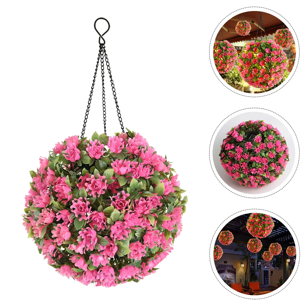

Flower Grass Ball Chandelier Artificial Light Topiary Pink Christmas Decors Garden Hanging Fake Floral Balls Plastic