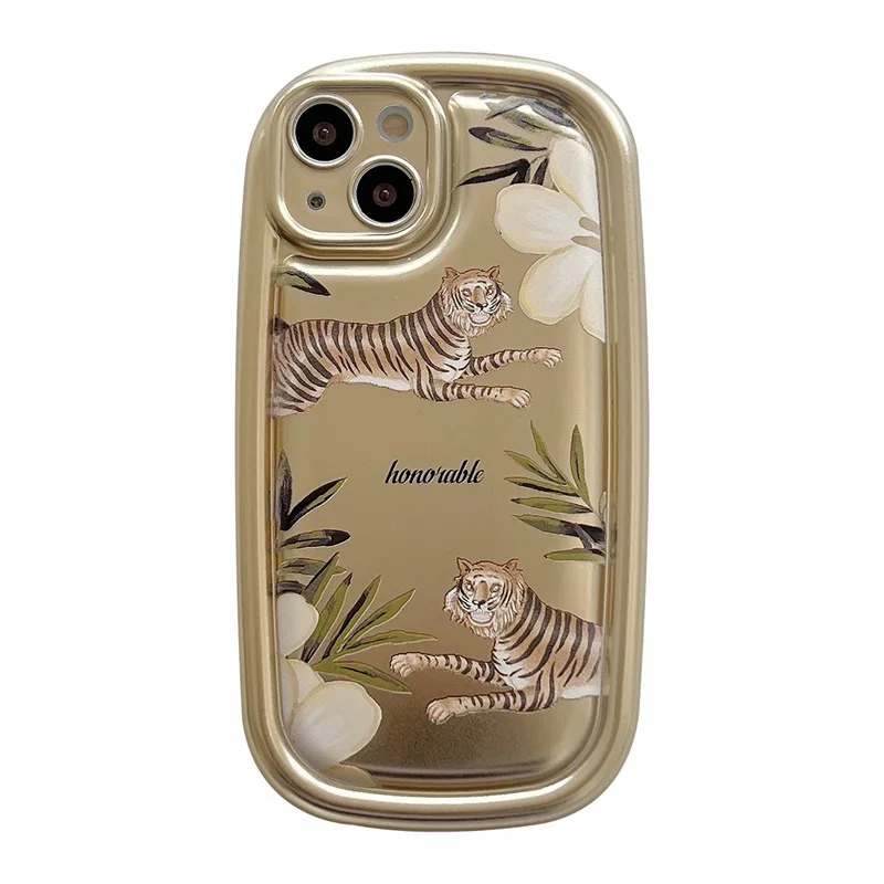 

Luxury Gold Tiger Phone Case For iPhone 14 12 13 11 Pro Max 14 Plus Back Cover