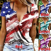 summer women tshirt 2022 fashion little star print shirts sexy short sleeved v neck slim fit t shirt
