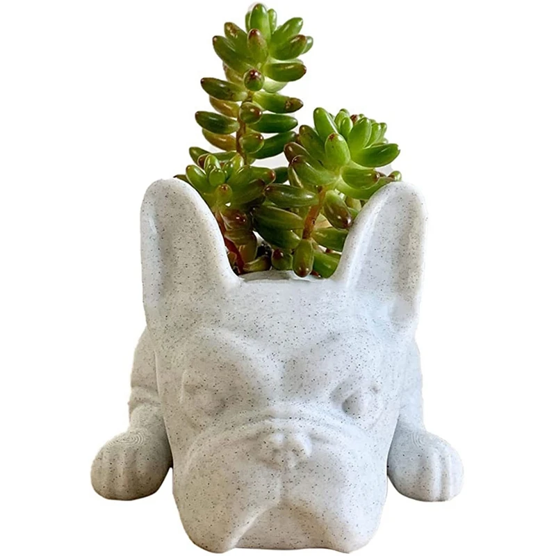 

Succulent Planter Bulldog Shape Cute Bonsai Flower Pots For Home Garden Office Desktop Decor (No Plants)