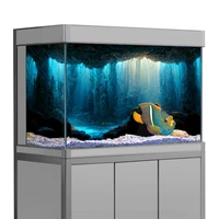 Aquarium Background Sticker,  Underwater Cave Stone  HD Printing Wallpaper Fish Tank Backdrop Decorations PVC Landscape Poster