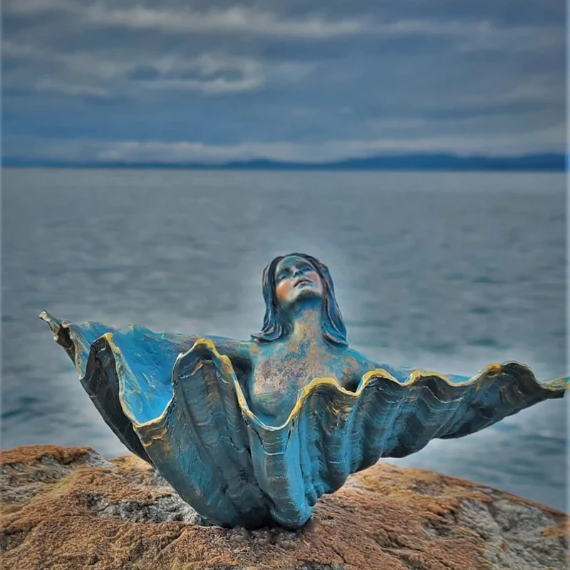 2022 Clam Shell Goddess Altar Bowl Sculpture Ornament Outdoor Resin Crafts | Statues & Sculptures