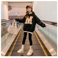 2022 autumn girls clothing fashion printed lovely sweater letter print pullover 2 color long sweatshirt quality childrens wear