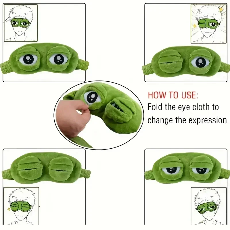 3D Sad Frog Sleep Eye Mask Мягкая комфортная маска для глаз Travel Block Patch Shade Rest Kid Adult