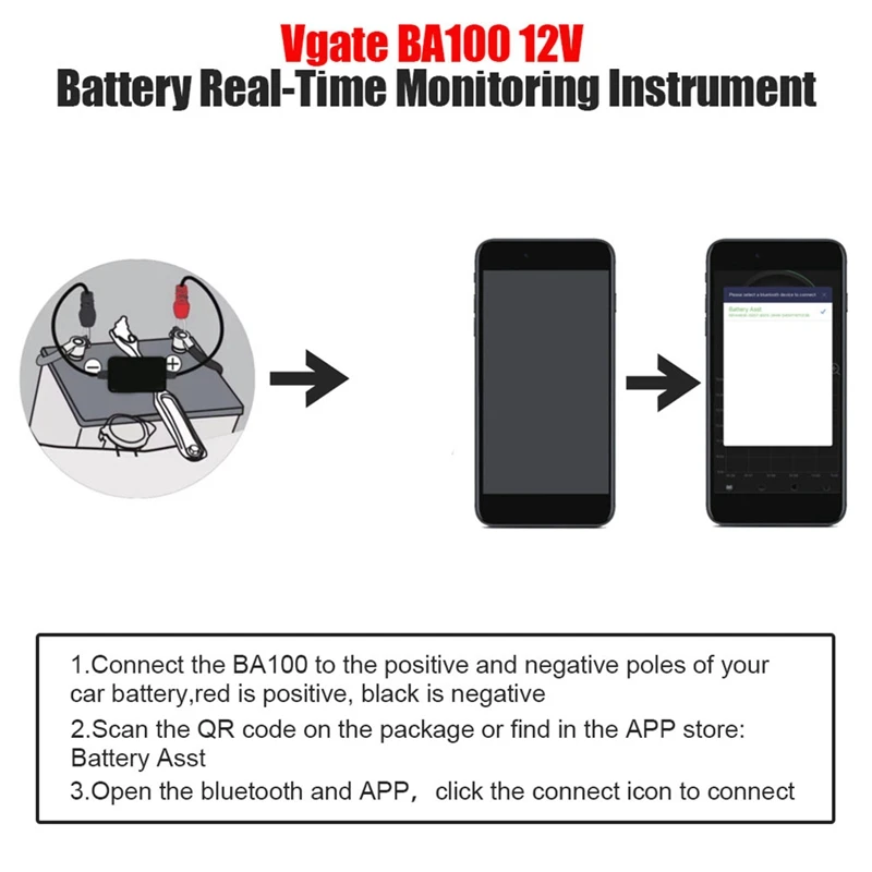 1 шт. автомобильный диагностический анализатор батареи BA100 Bluetooth 4.0