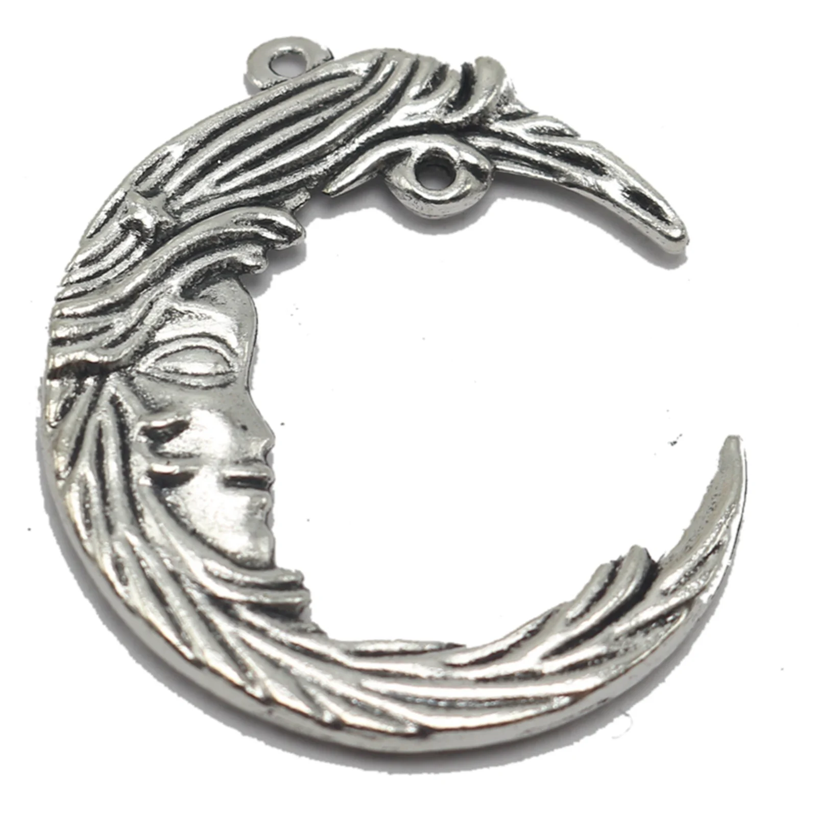 

5 Tibet Silver Tone Alloy Large Wisdom Crescent Moon Pendants 40X32mm Jewelry