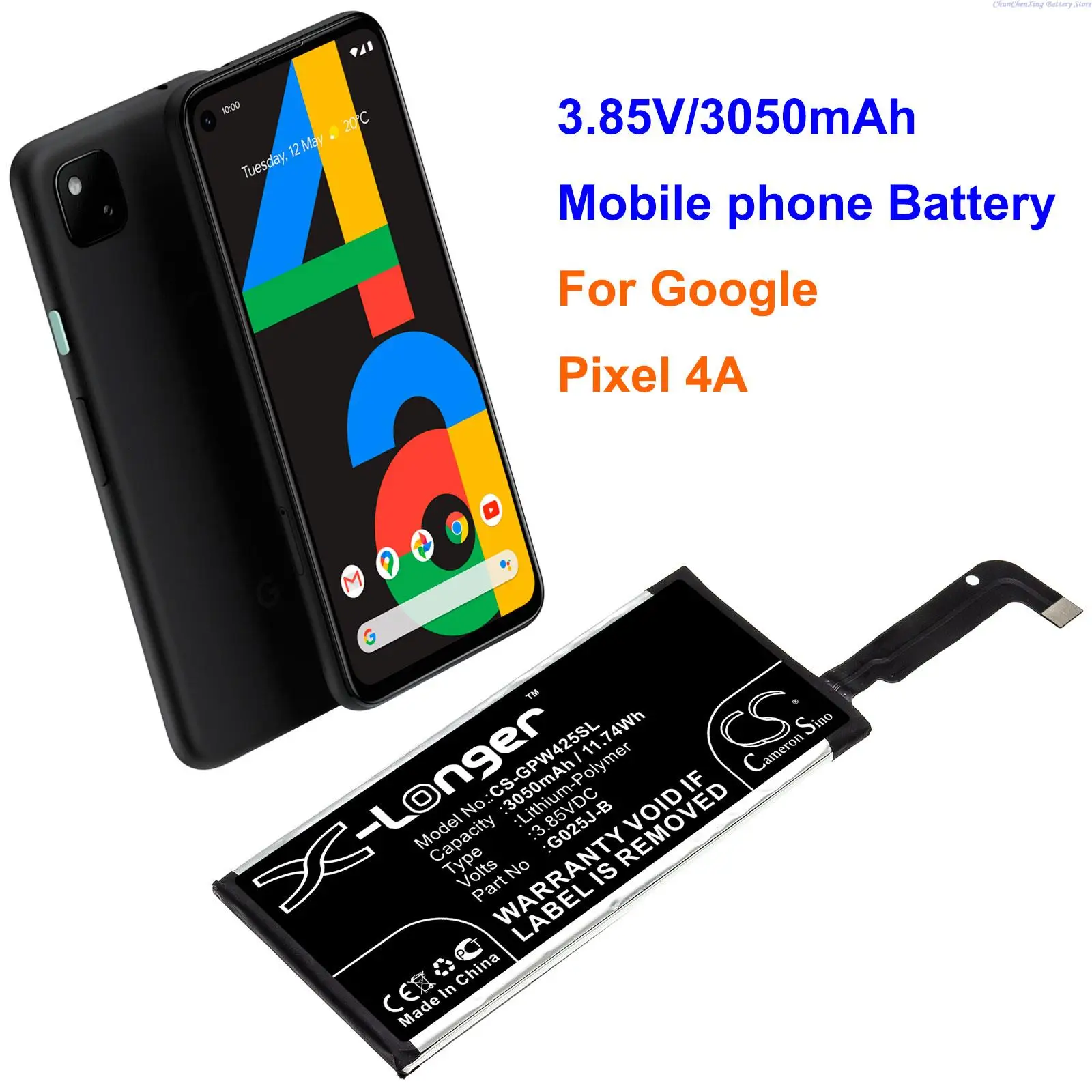 

GreenBattery 3050mAh Мобильный телефон Аккумулятор для Google Pixel 4A