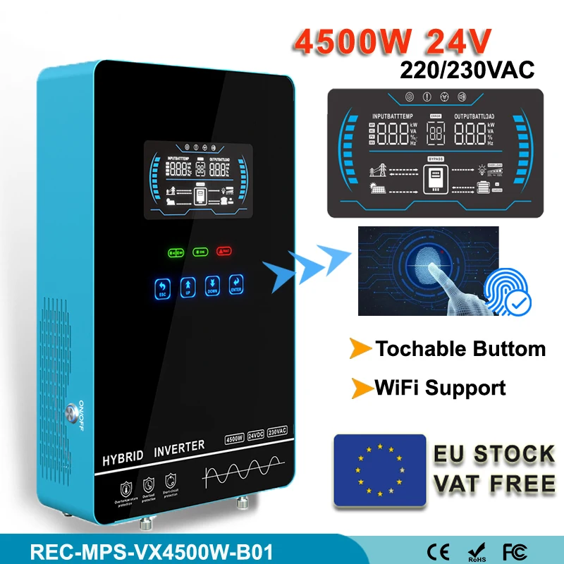 

U40 4500 Вт Солнечный инвертор Tochable кнопка с инвертором чистая Синусоидальная волна 24 В переменного тока 220 В MPPT солнечный инвертор Встроенный а Солнечный инвертор