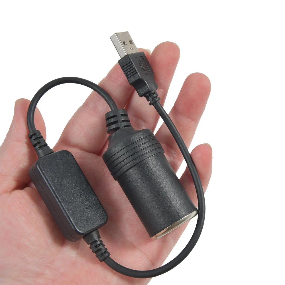 

1pcs USB To Cigarette Lighter Adapter Cable Female Socket 5V To 12V Socket Female Power Cord