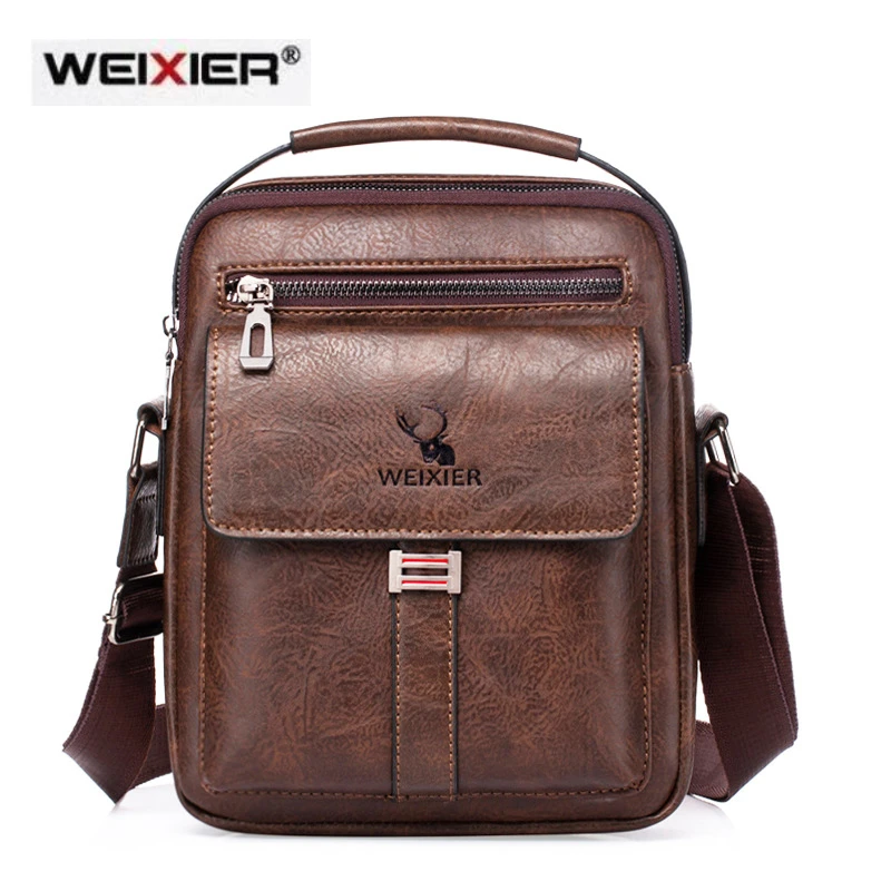 

Men's PU Leather Business Fashion Anti-theft Shoulder Bags Waterproof Crossbody Sling Bag Handbag Travel Messenger Pack For Male