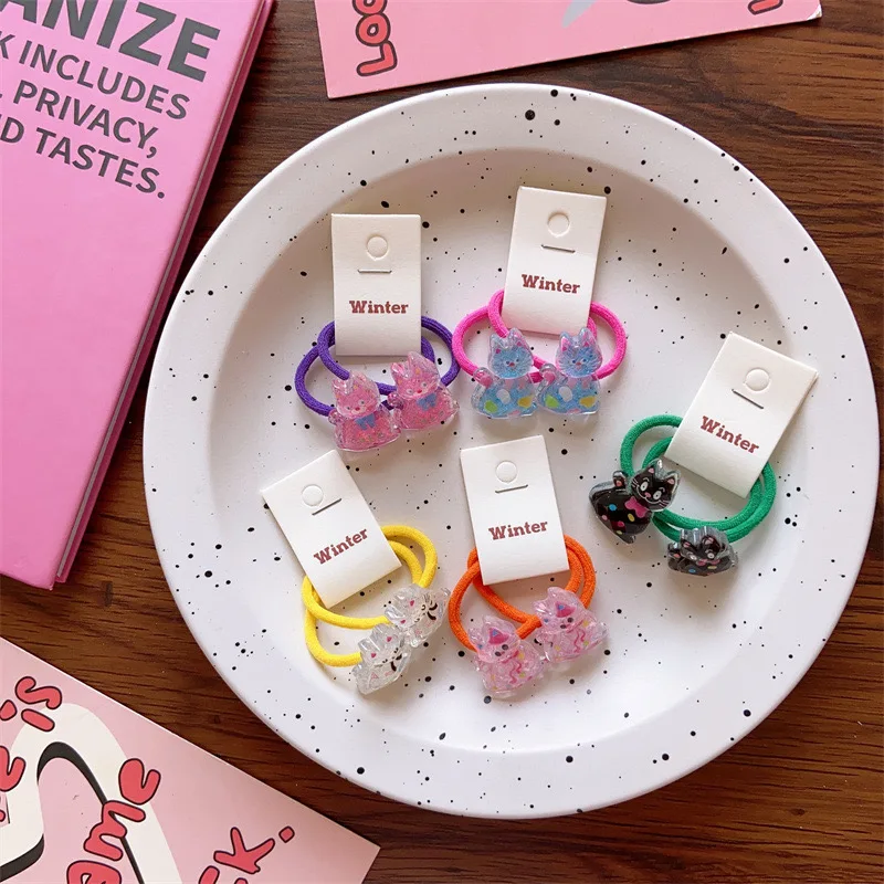 Новые корейские милые детские резинки для волос с котом акриловая прозрачная