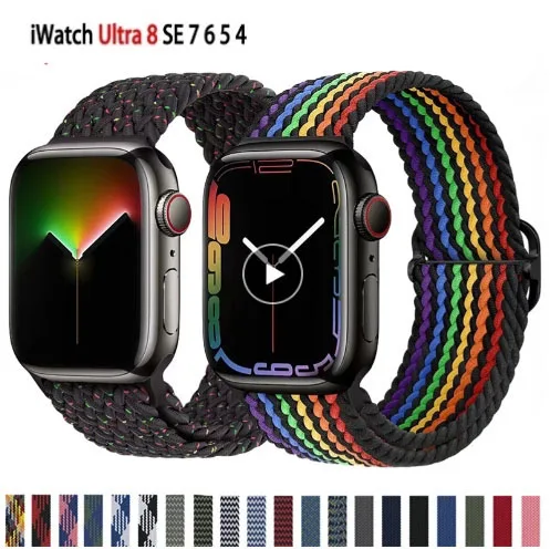 

Braided Loop Strap For Apple Watch Ultra band 45mm 41mm 44mm 40mm 38mm 42mm 49mm Bracelet Watchband iWatch Series 7 6 Se 5 4 8