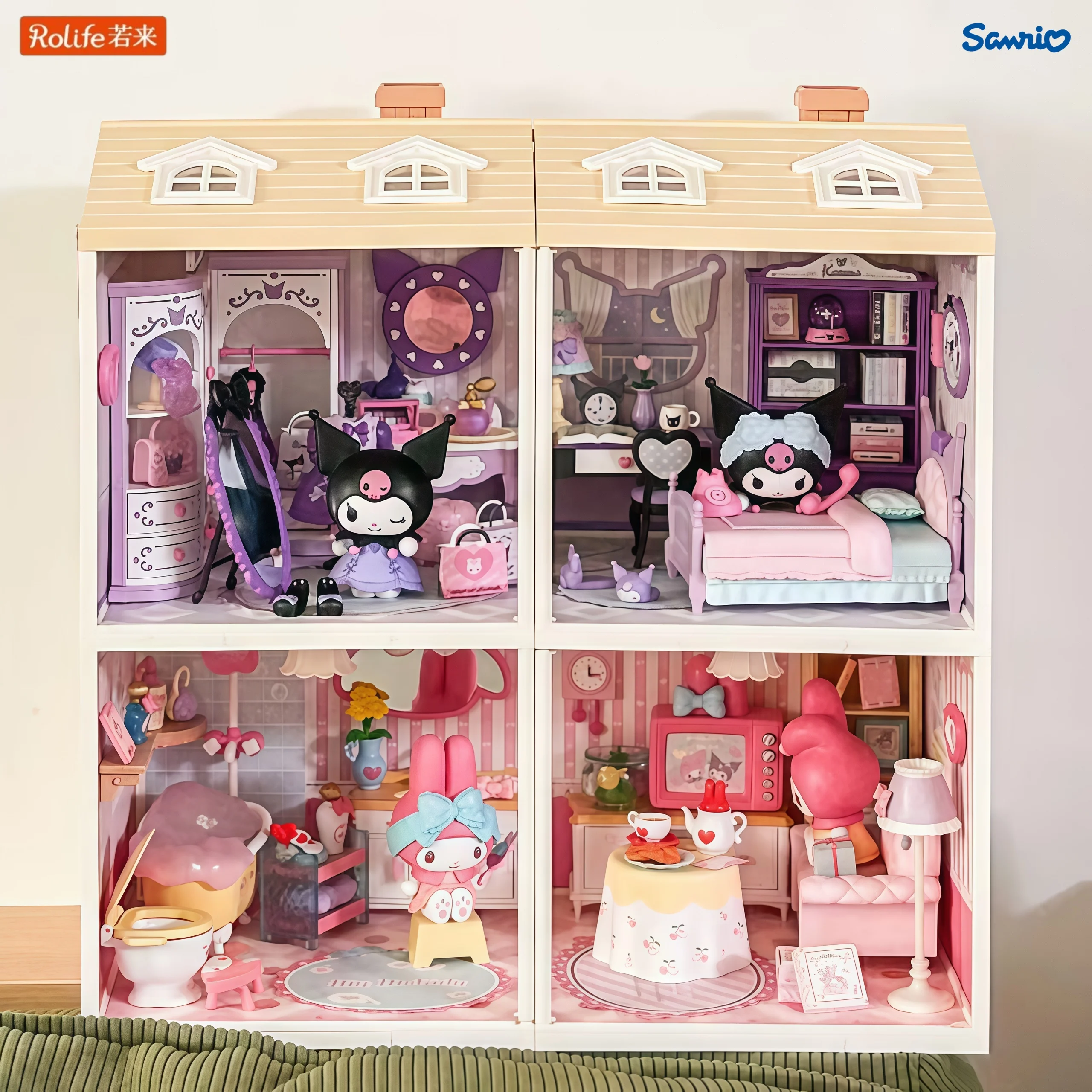 Фото Конструктор Rolife Sanrio Super World: Сборные модели Куроми, Май Мелоди, Синаморолл, Хелло Китти – Настольное украшение, подарок №1