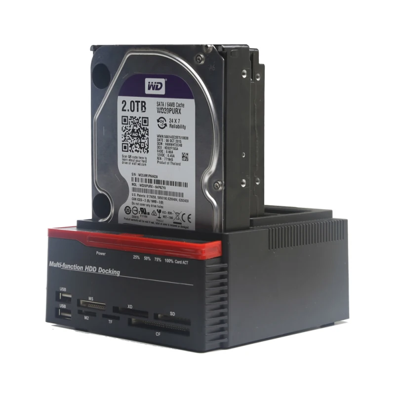 

2.5/3.5" SATA IDE HDD Docking Station Clone HDD Enclosure USB3.0 Hub With OTB/OTC MS/M2/XD/CF/SD/TF Card Reader US/UK/EU Plug