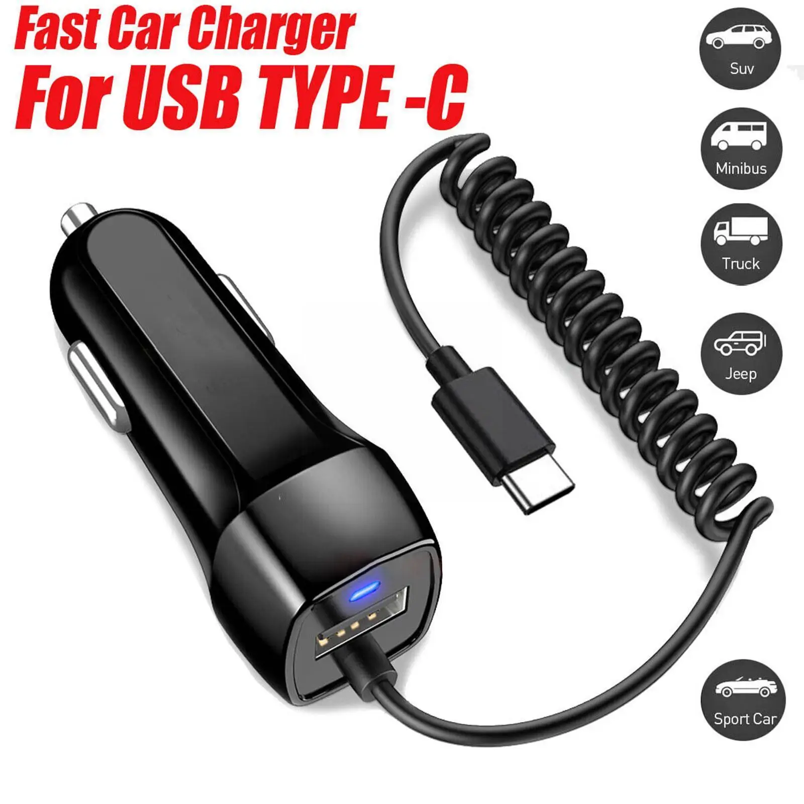 

USB Car Phone Charger For Samsung S10 S9 Plus Car-charger Micro USB Type C Cable Fast Quick Charge For Xiaomi Huawei SONY X4M1