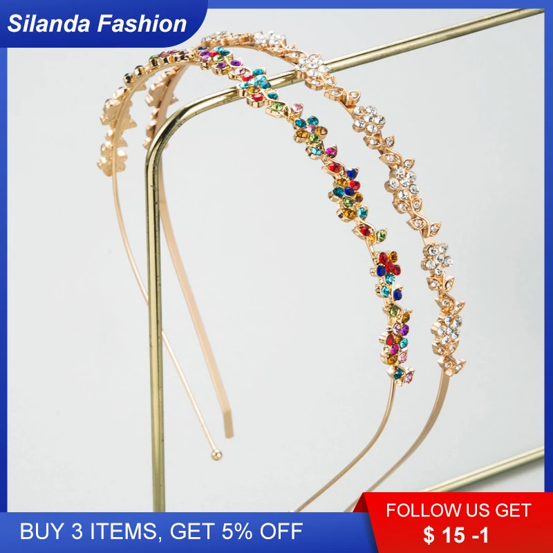 

Silanda Fashion Women's Metallic Hair Band Elegant Shinging Rhinestone Inlaid Alloy Headband Trendy Party Gift Hair Ornaments