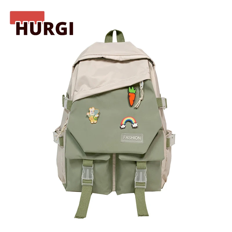 

Женская Рюкзак с нашивками нейлоновая кавайная школьная сумка для колледжа, модная женская сумка для книг с кроликом и куклой, женские рюкзаки, рюкзак для ноутбука для подростков