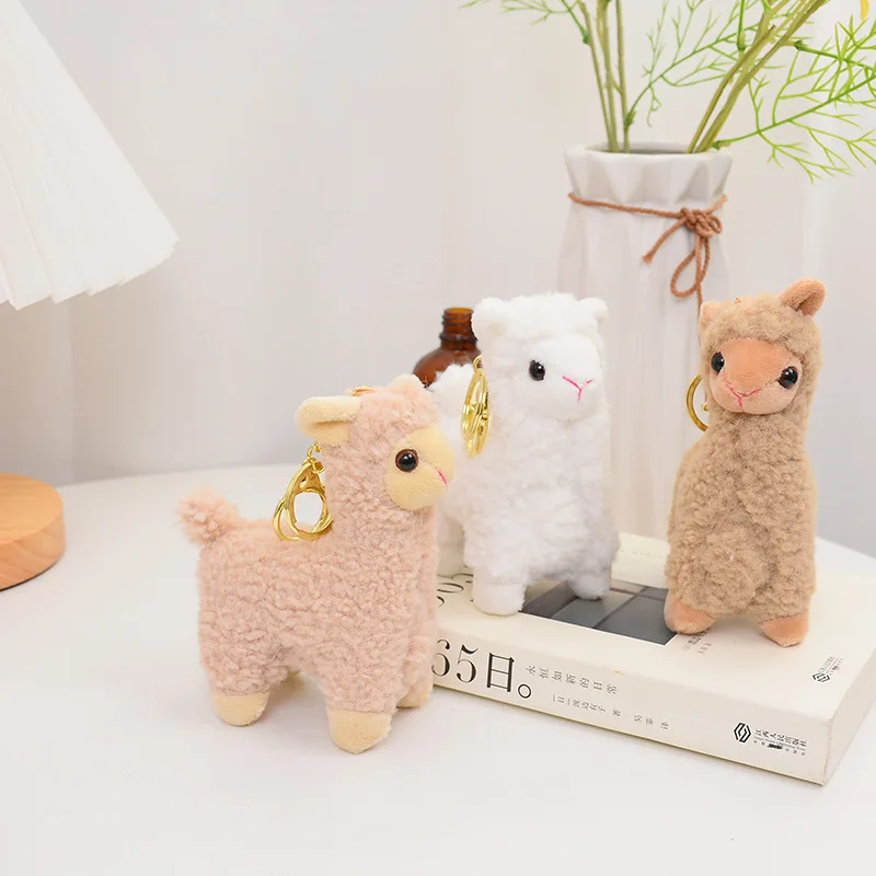 Cartoon Cute Alpaca Plush Pendant Straw Mud Horse Sheep Doll Keychain Student Backpack Accessories Gift Birthday Christmas Gift