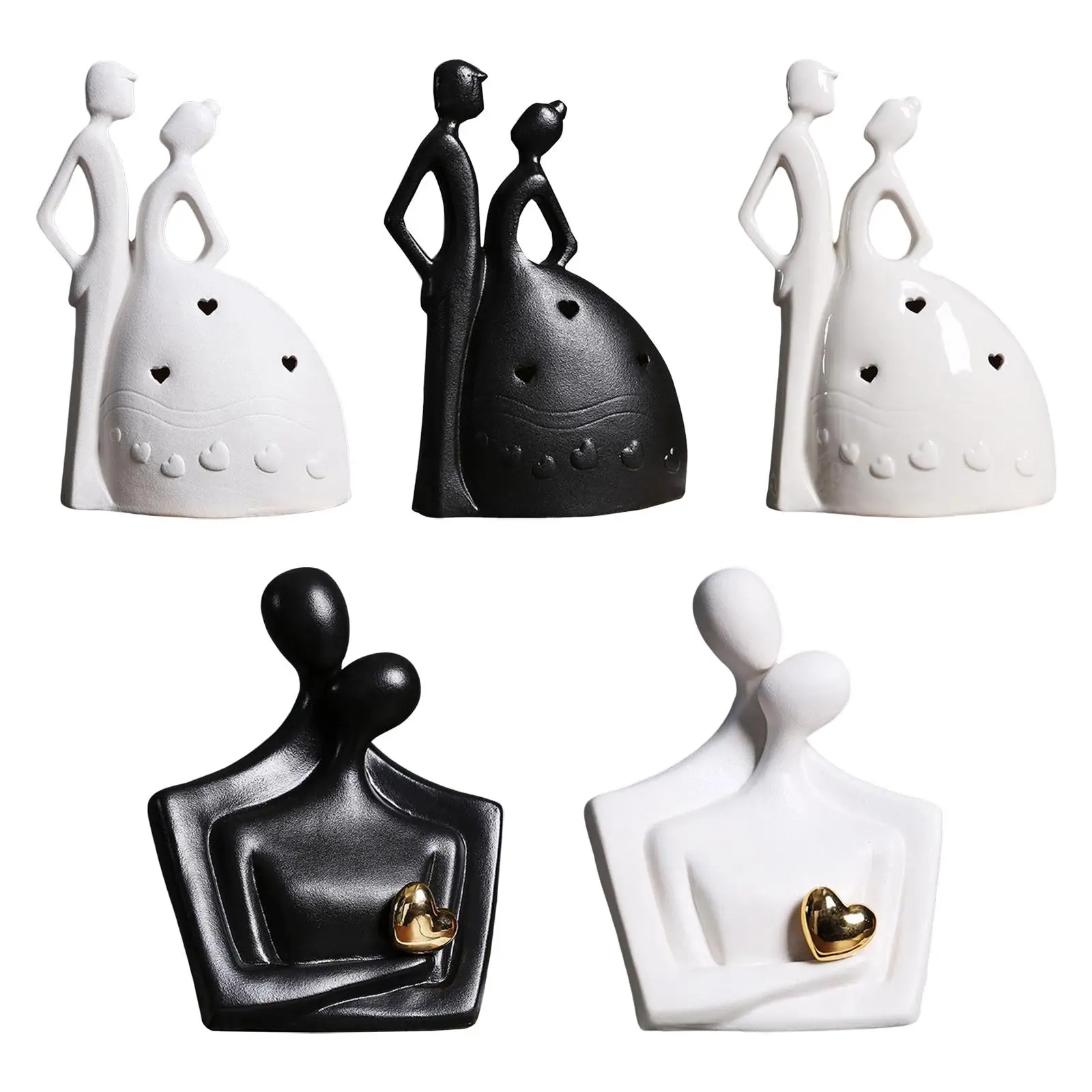 

Ceramic Couple Statue Romantic Character Ornament Decorative Crafts Couple Figurine for Desk Accessories Office Wedding Gift