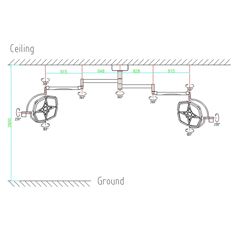 Установка HD-камеры и монитора с потолочным креплением двойная рукоятка