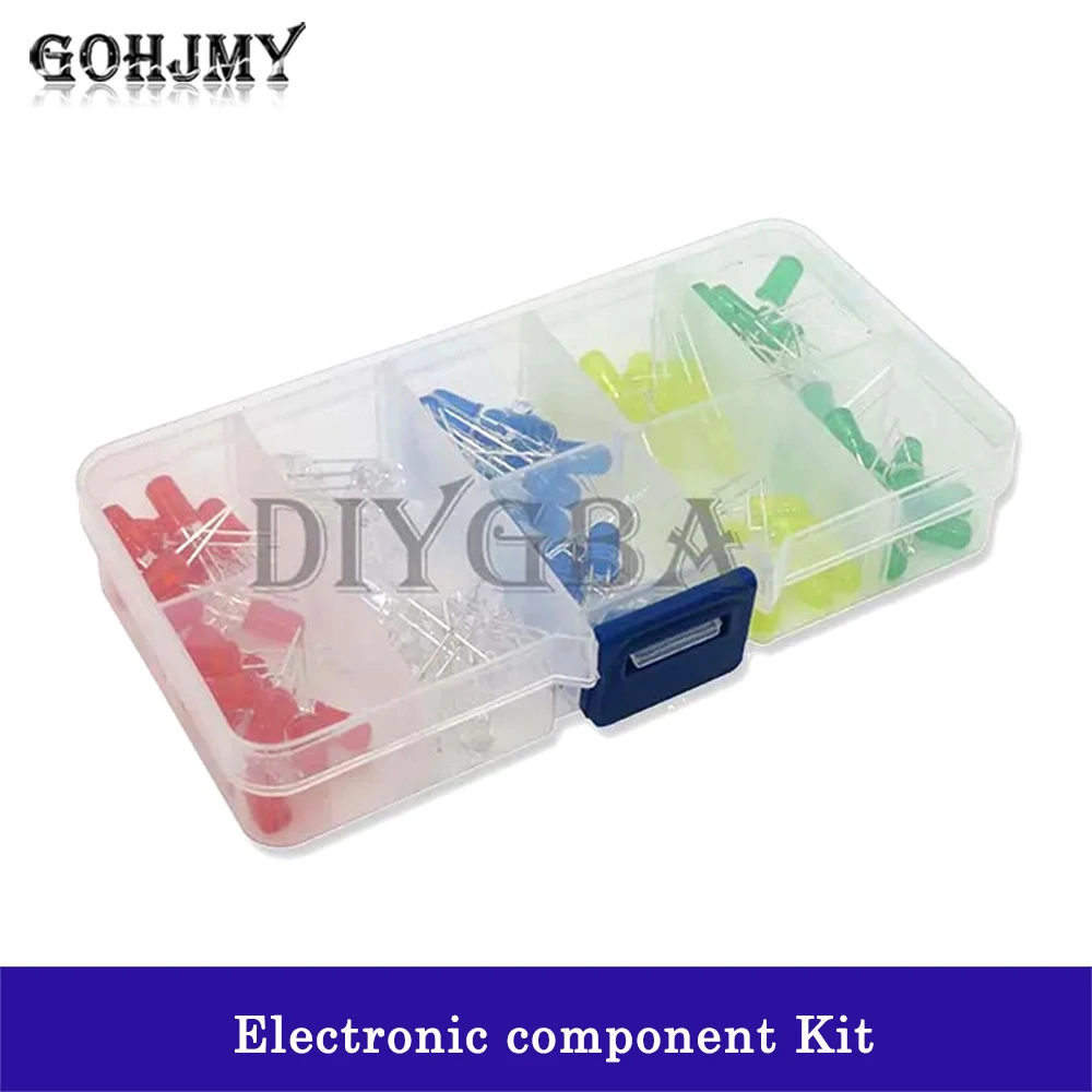 100 шт./комплект 5 мм фотоэлемент с коробкой разные цвета красный зеленый желтый