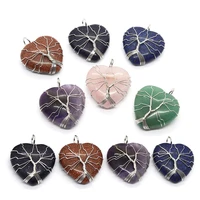 natural stone lapis lazuli crystal charms heart necklace pendants jewelry making earrings diy accessories agate amethyst charms