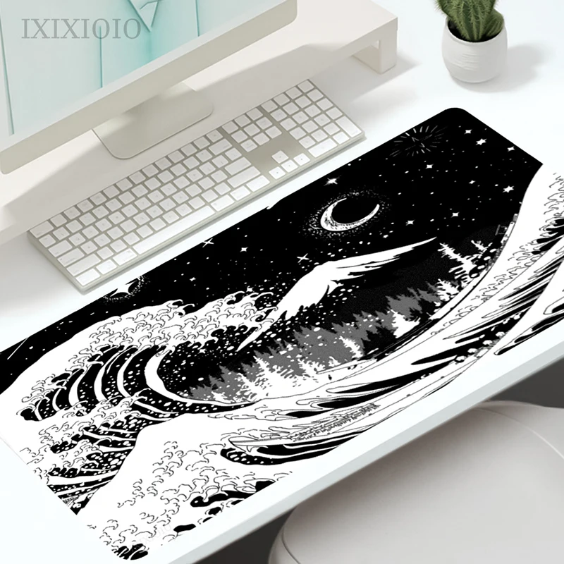 

Коврик для мыши большой японской волны, игровой коврик для мыши размера XL, домашний большой коврик для мыши под заказ XXL, мягкий натуральный каучук, нескользящий Настольный коврик для мыши