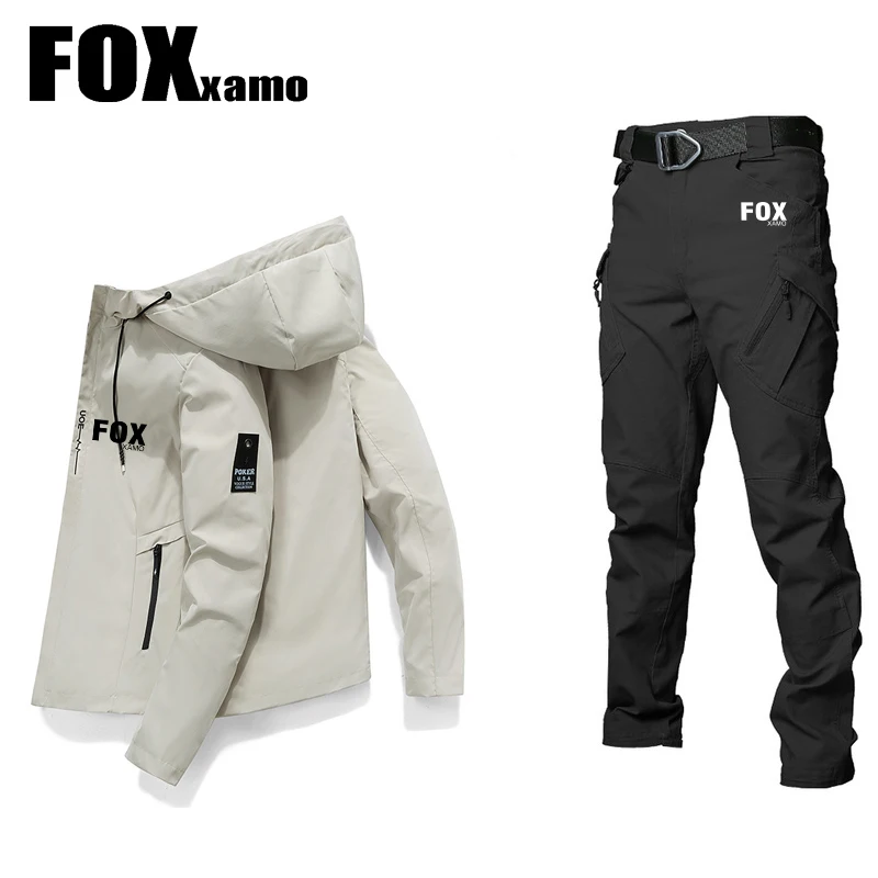 

Foxxamo 2024 Men Cycling Suit Jacket Tactical Pants Outdoor Mountaineering and Cycling Sports Waterproof and Sunscreen Clothing