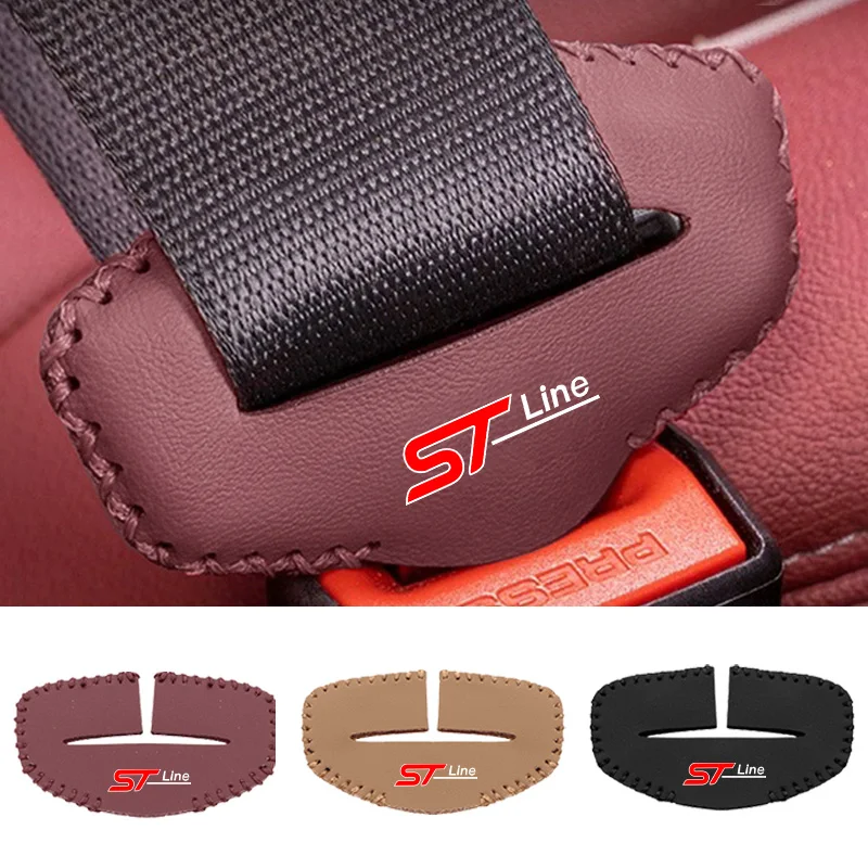 Фото Новые кожаные накладки на пряжки ремней безопасности для Ford Puma STLine, Fiesta, Fusion, Edge, Kuga, Escape №1