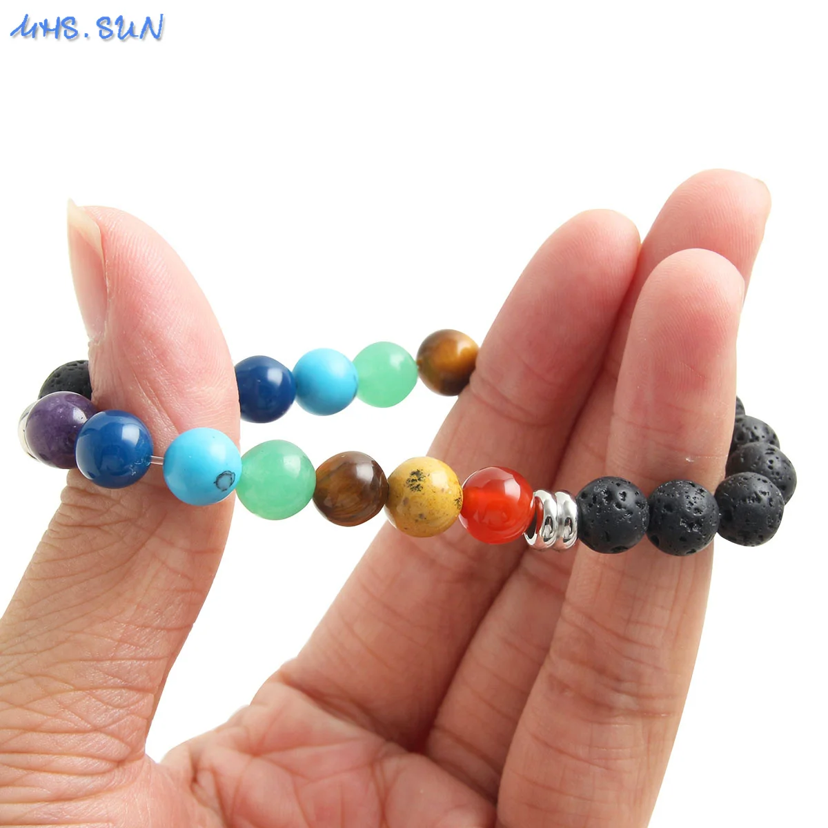 MHS.SUN Charkra Йога Исцеление халцедон гранитные бусины Браслеты стальные аксессуары