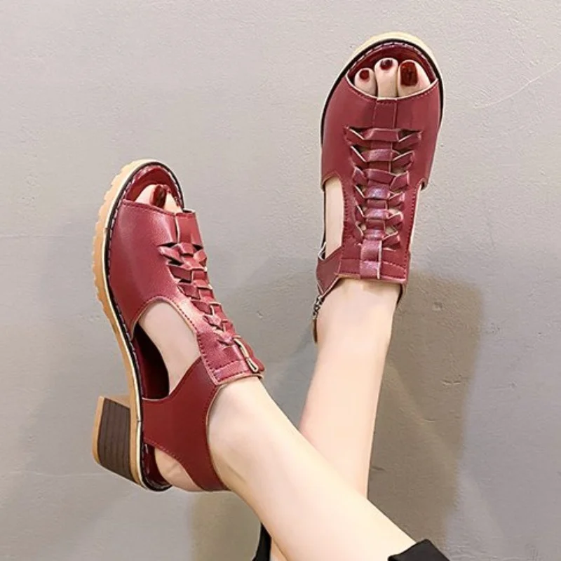 

Сандалии женские в стиле ретро, открытый носок, молния, на массивном каблуке, Повседневная Уличная Классическая обувь, лето 2023