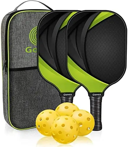 

Paddles, USAPA Approved Graphite Pickleball Paddle with Comfort Grip, Pickleball Set of 2 Paddles with 4 Balls, and Portable Car
