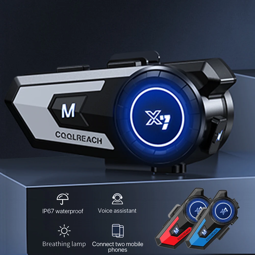 

Гарнитура для мотоциклетного шлема 2 в 1 с микрофоном, наушники Bluetooth 5,0, гарнитура для режима «свободные руки», водонепроницаемый голосовой помощник с подсветкой