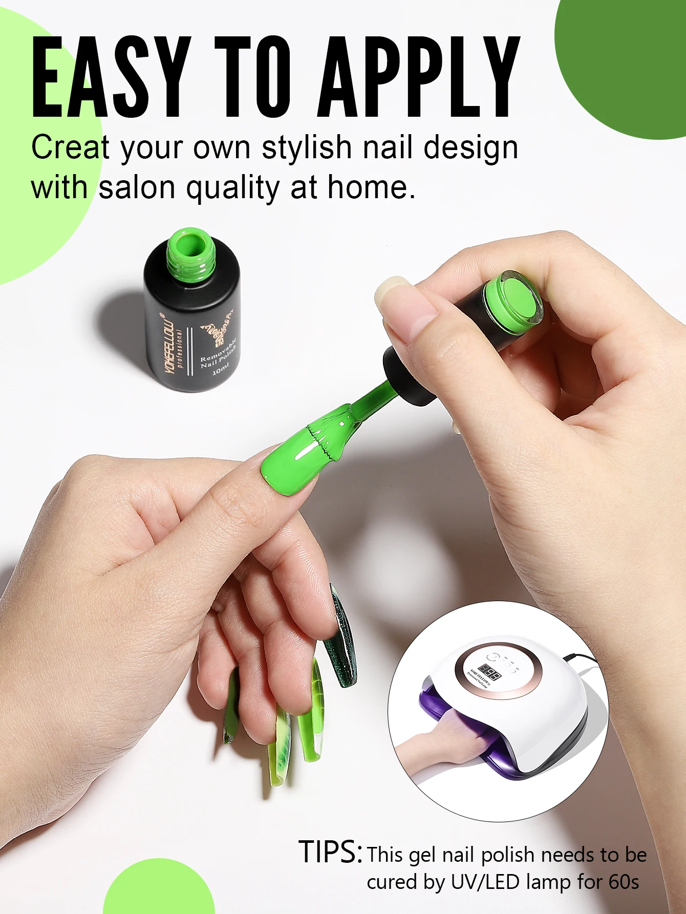 Yokemulti набор гель-лаков для ногтей 6 шт. 10 мл зеленый насыщенный пигмент удаляемый