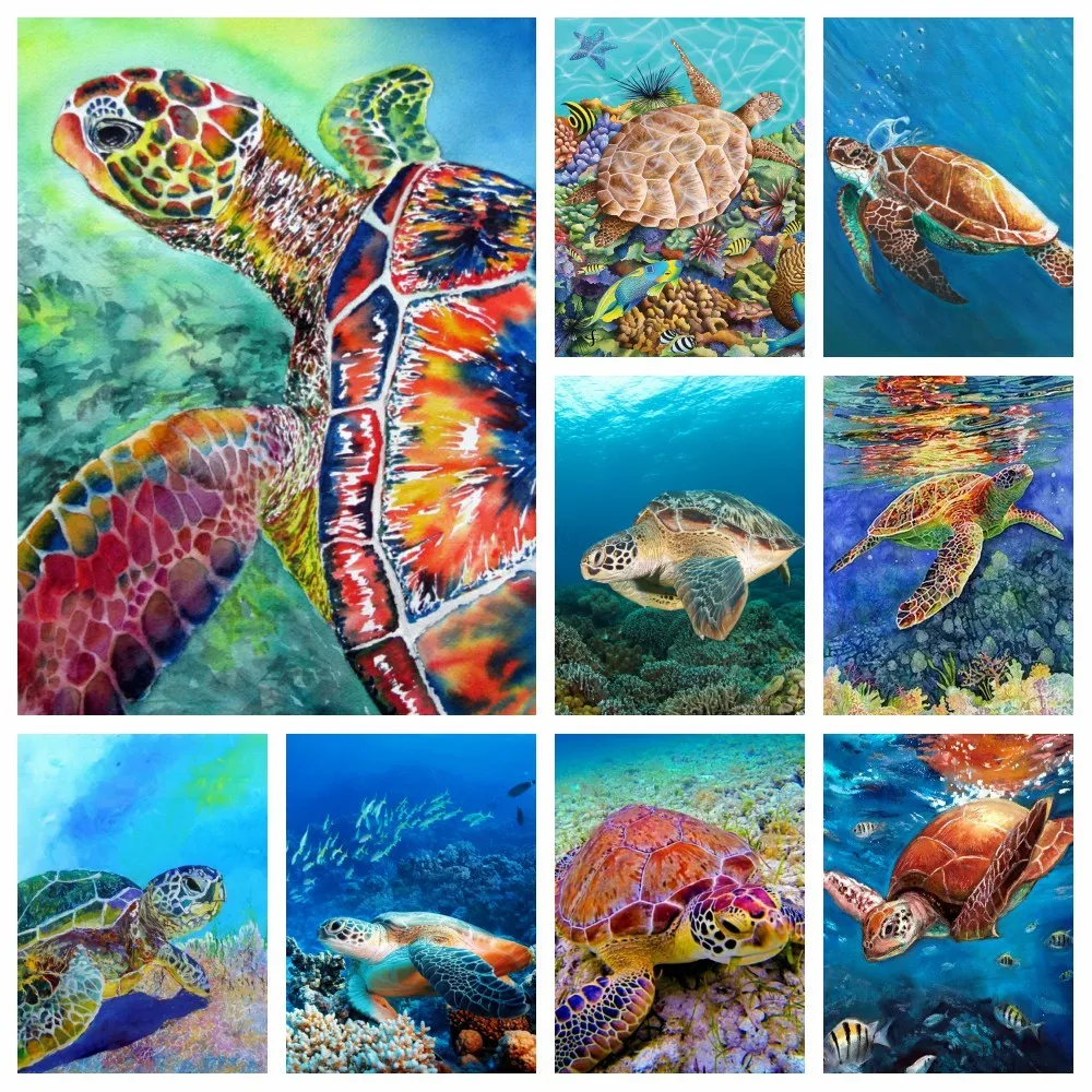 

Алмазная живопись 5D "сделай сам", черепаха, морские животные, Набор для вышивки крестиком, Ручная инкрустация, подарки, домашнее настенное ис...