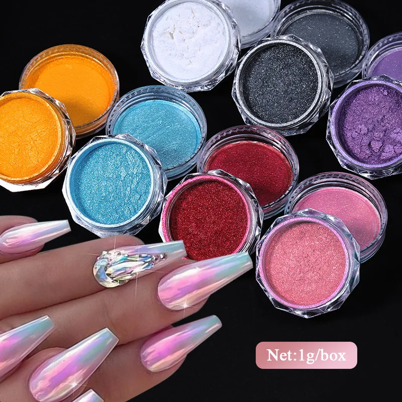 

8 Colors Gradient Shell Pearl Nail Powder Aurora Mirror Effect Nails Glitter Shimmer Mermaid Rubbing On Nail Dust Decoration