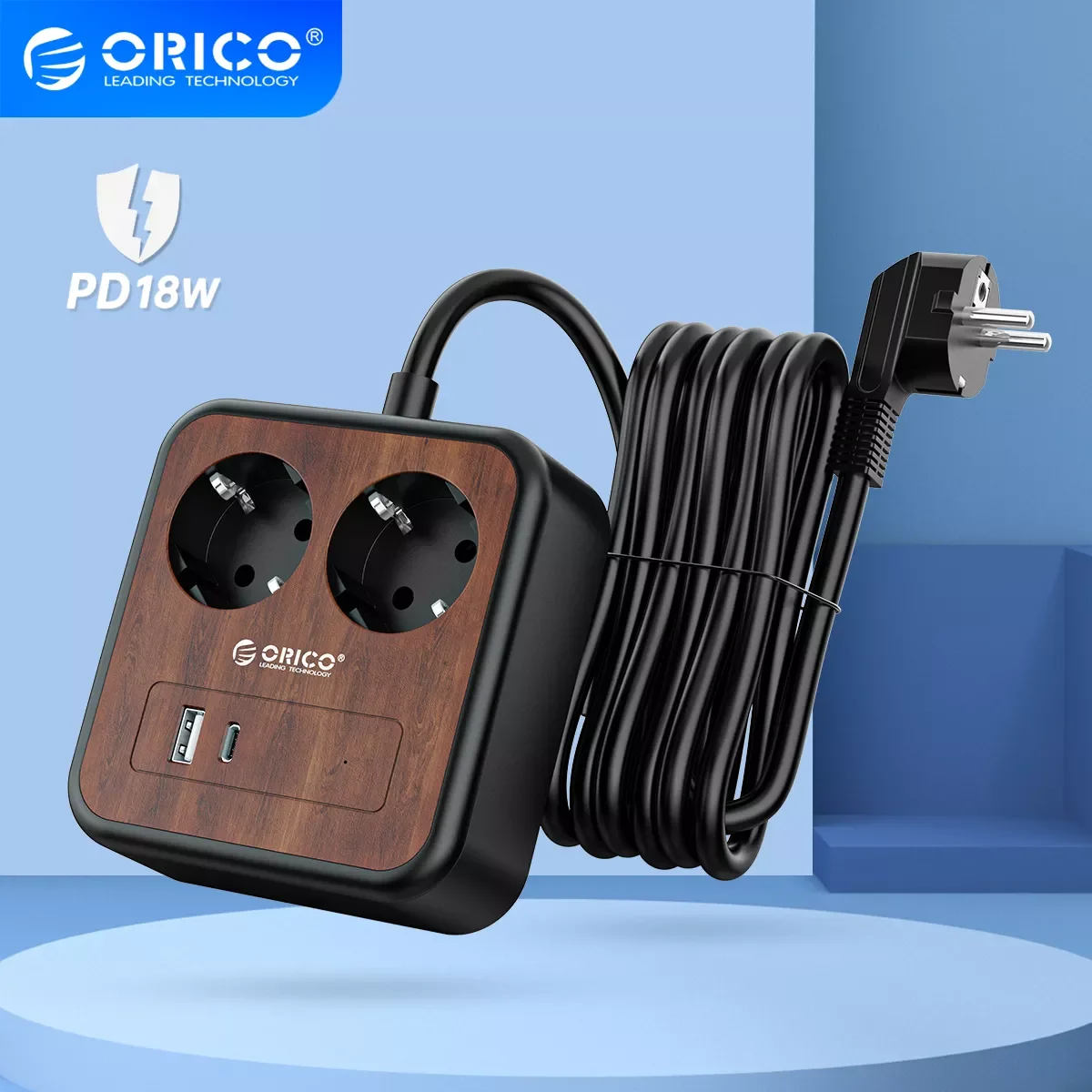 

ORICO 18W Desktop Charge Power Strip 3m Extension Cable Electrica Socket Charging Station For Phone Laptop